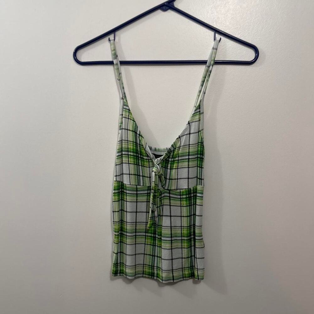 Gradient green plaid tank top